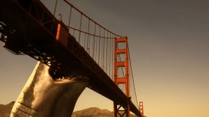 Mega Shark "biting" the apparently tasty Golden Gate Bridge